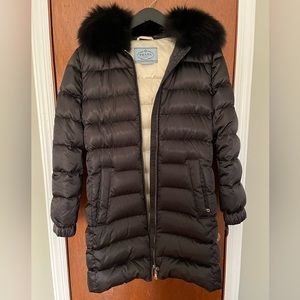 Womens Prada Puffer Coat Black
